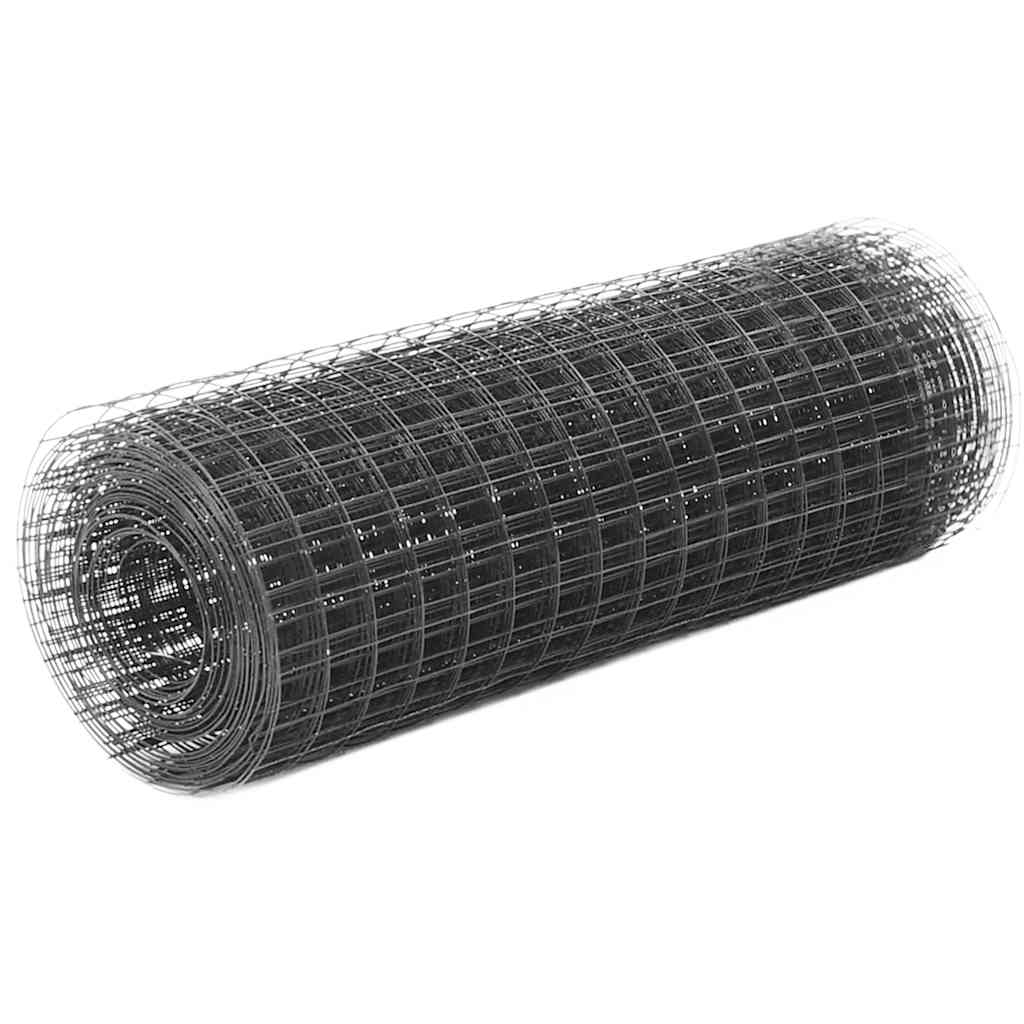 vidaXL Clôture grillagée en acier avec revêtement PVC 10x0,5 m Gris