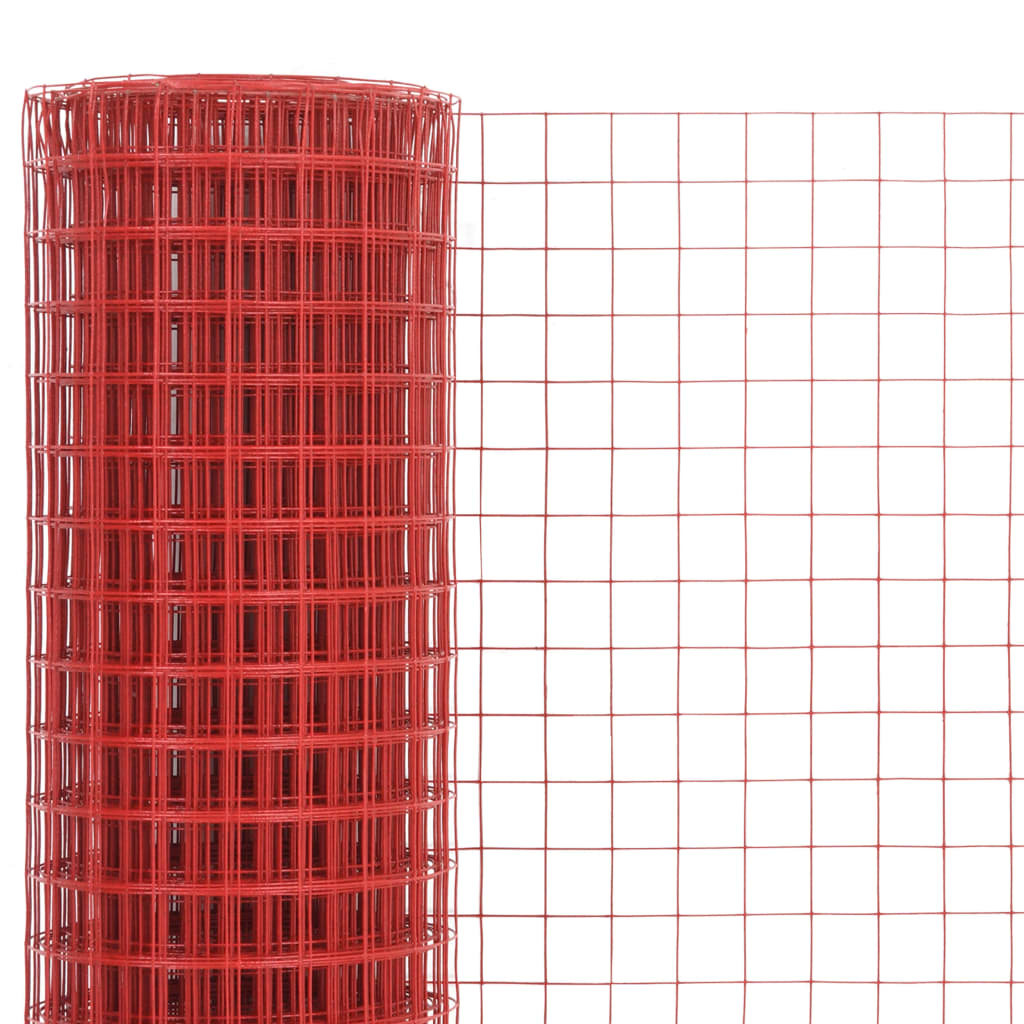 vidaXL Drahtzaun Stahl mit PVC-Beschichtung 25x1 m Rot