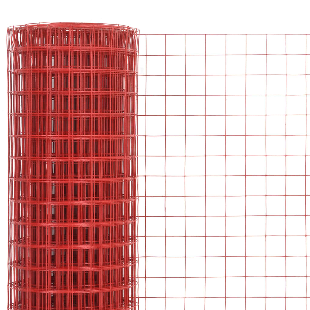 vidaXL Drahtzaun Stahl mit PVC-Beschichtung 10x0,5 m Rot