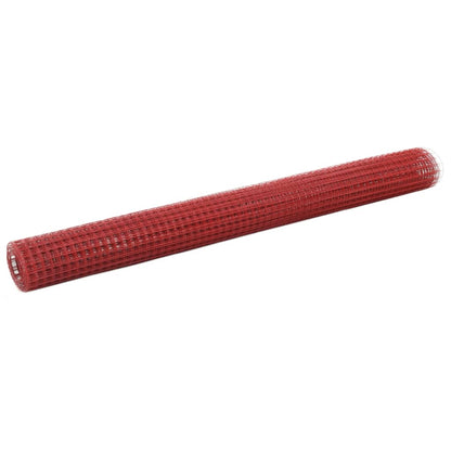 vidaXL Clôture en fil d'acier enduit de PVC 10x1,5 m Rouge