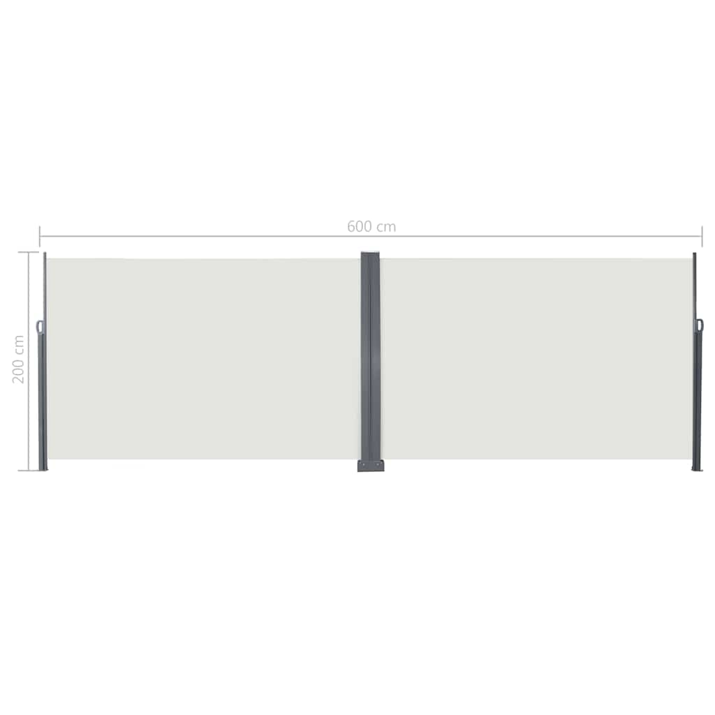 vidaXL Store latéral rétractable crème 600 x 200 cm Métal
