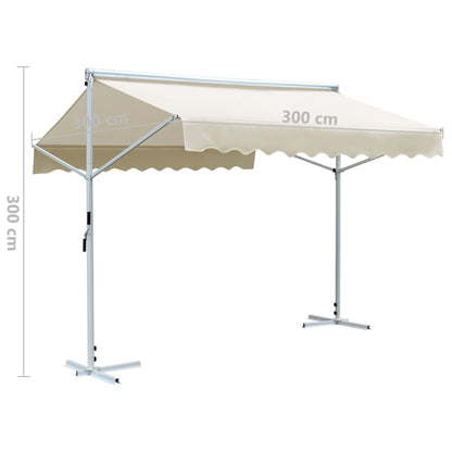 vidaXL Store banne autoportant 3x3 m Crème