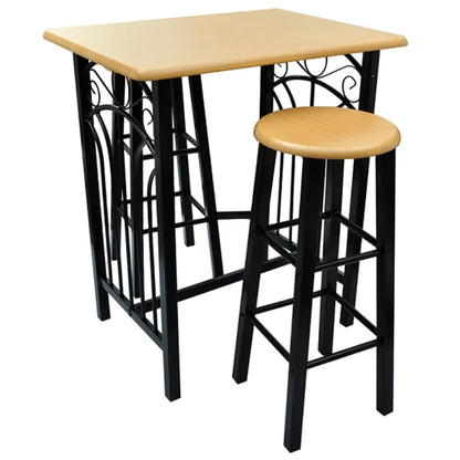 vidaXL Ensemble table et tabourets de bar 3 pcs Bois et acier