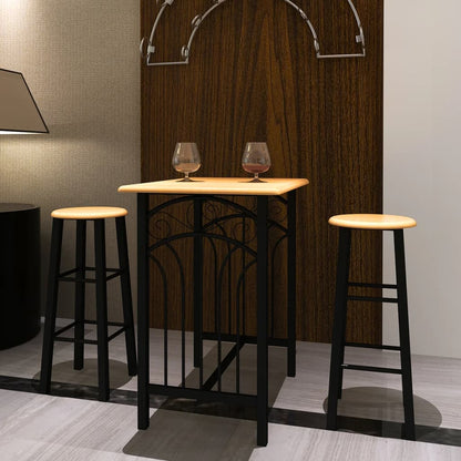 vidaXL Ensemble table et tabourets de bar 3 pcs Bois et acier