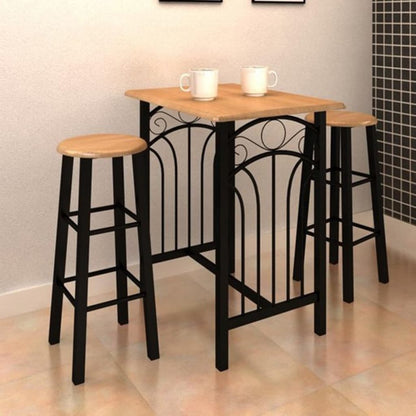 vidaXL Ensemble table et tabourets de bar 3 pcs Bois et acier