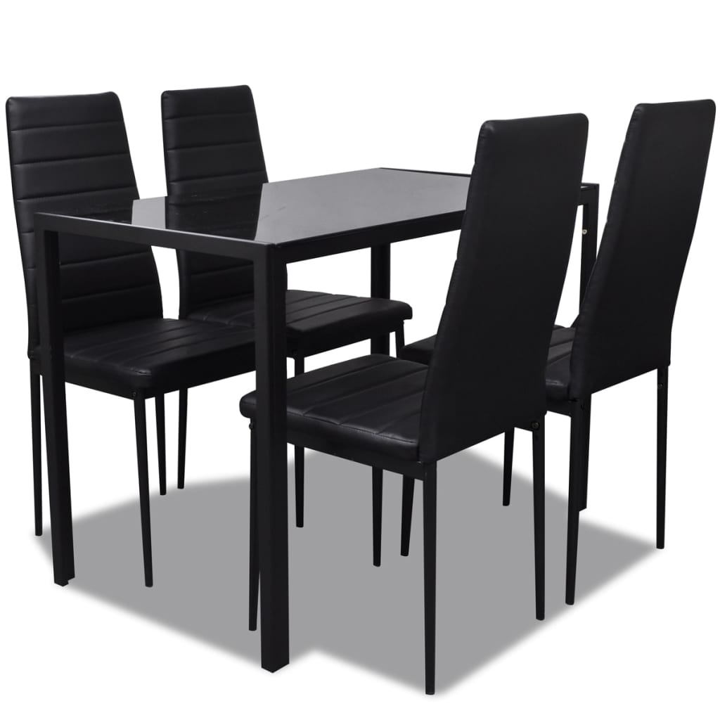 vidaXL Ensemble de salle à manger Table Chaises 5 pcs Similicuir Noir