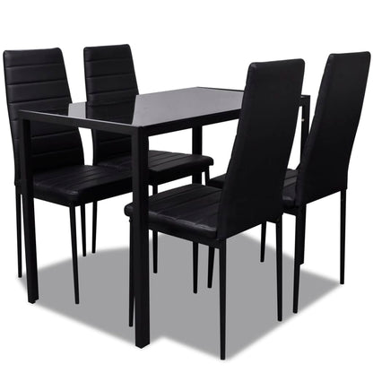 vidaXL Ensemble de salle à manger Table Chaises 5 pcs Similicuir Noir