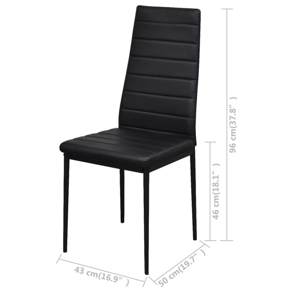 vidaXL Ensemble de salle à manger Table Chaises 5 pcs Similicuir Noir
