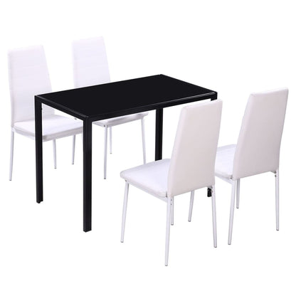 vidaXL Ensemble de salle à manger table et chaises 5 pcs. Similicuir Noir et blanc