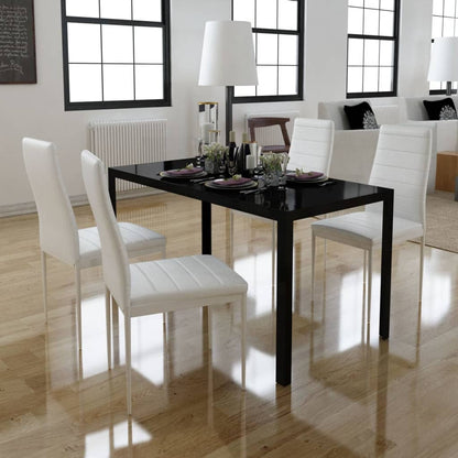 vidaXL Ensemble de salle à manger table et chaises 5 pcs. Similicuir Noir et blanc