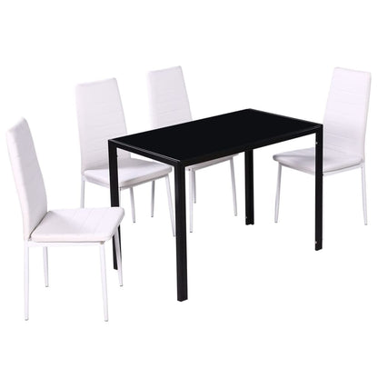 vidaXL Ensemble de salle à manger table et chaises 5 pcs. Similicuir Noir et blanc