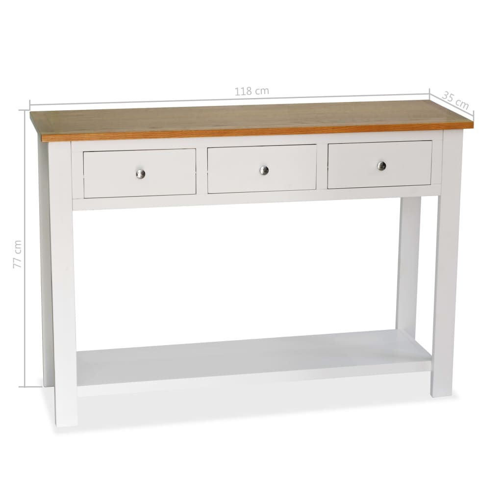 vidaXL Konsolentisch 118x35x77 cm Massivholz Eiche