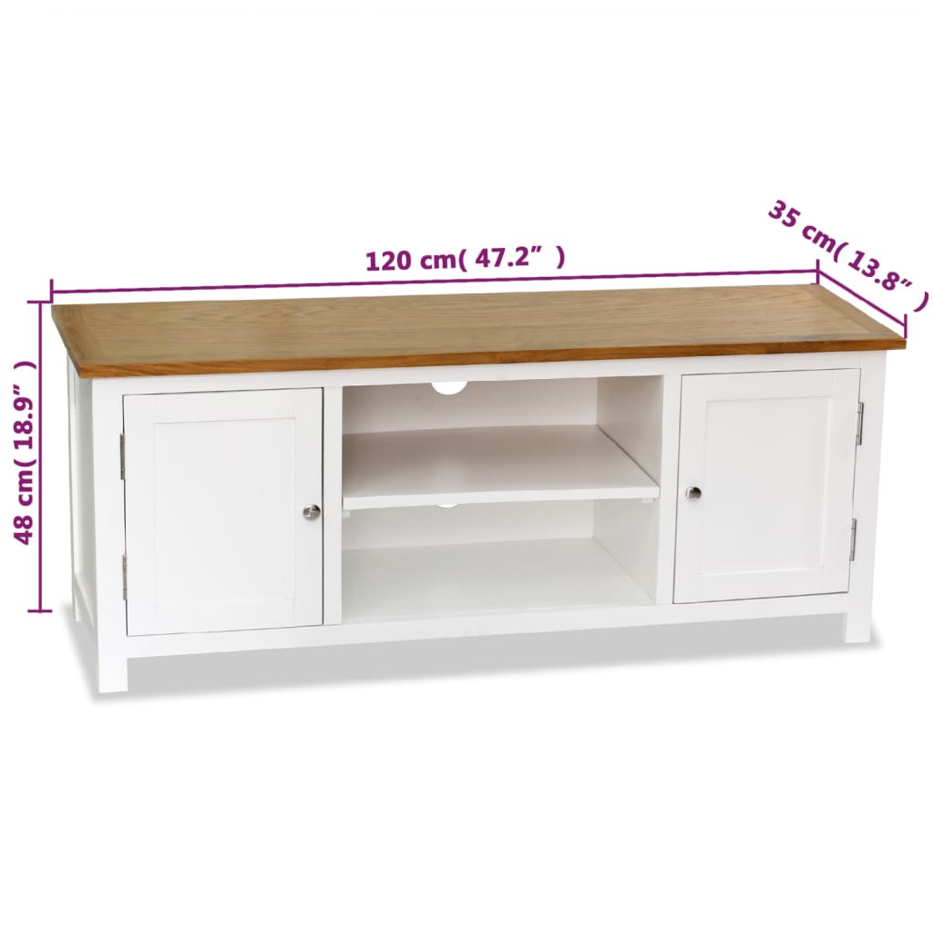 vidaXL Meuble TV 120x35x48 cm Bois de chêne massif