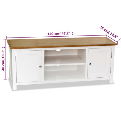 vidaXL Meuble TV 120x35x48 cm Bois de chêne massif
