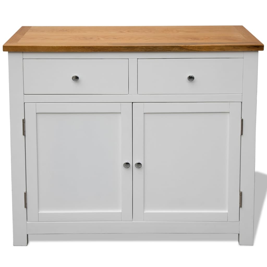 vidaXL Sideboard 90x33,5x83 cm Massivholz Eiche