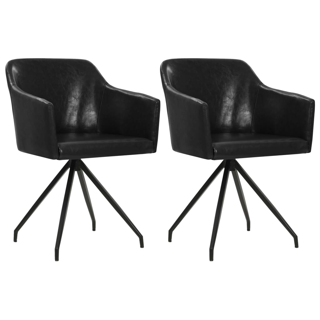 vidaXL Esszimmerstühle 2 Stk. Drehbar Schwarz Kunstleder