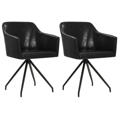 vidaXL Esszimmerstühle 2 Stk. Drehbar Schwarz Kunstleder