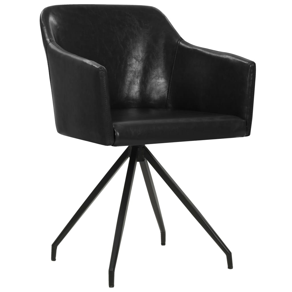 vidaXL Esszimmerstühle 2 Stk. Drehbar Schwarz Kunstleder