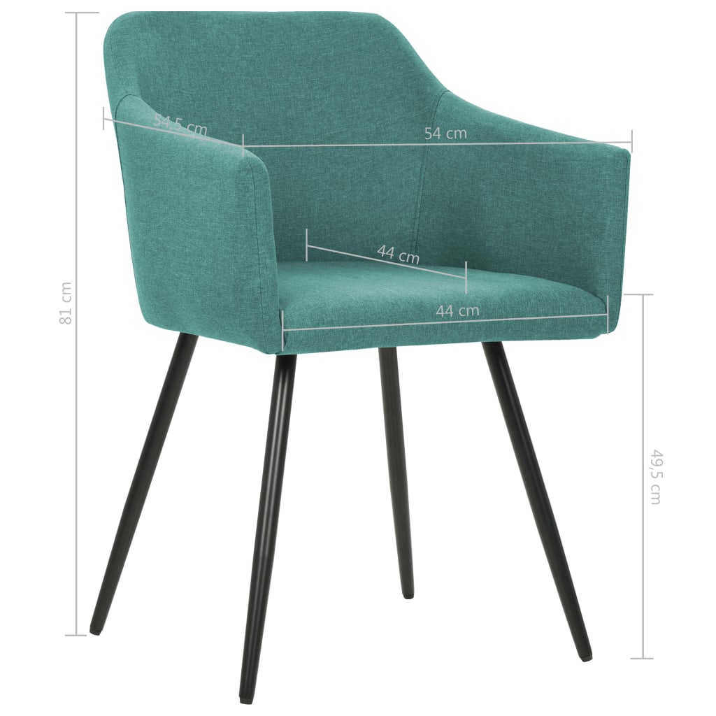 vidaXL Chaises de salle à manger 2 pcs Tissu vert