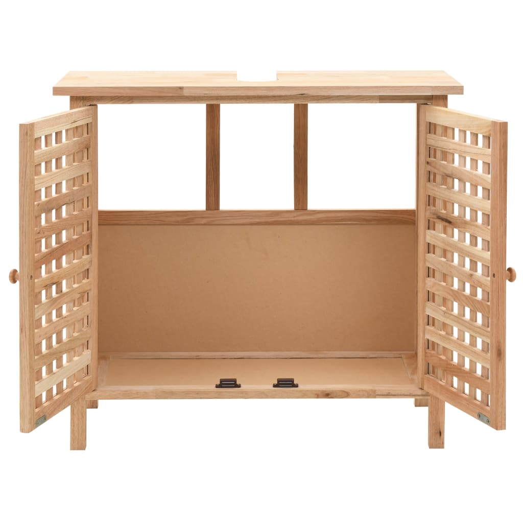vidaXL Waschbeckenunterschrank Massivholz Walnuss 66x29x61 cm