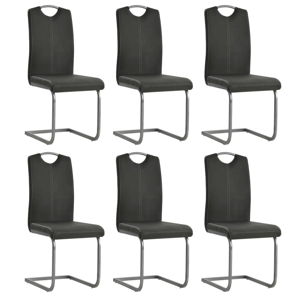 vidaXL Chaises cantilever 6 pcs Similicuir gris