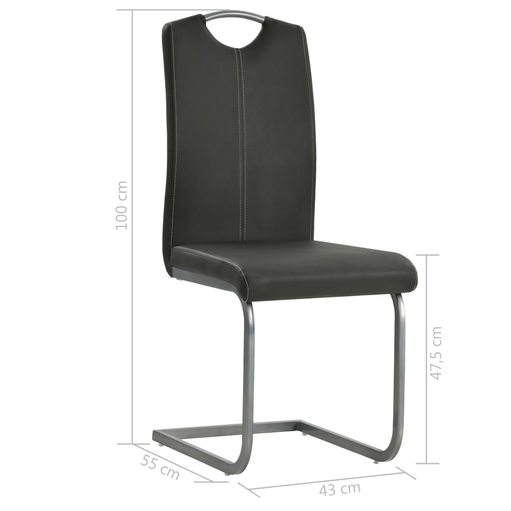 vidaXL Chaises cantilever 6 pcs Similicuir gris