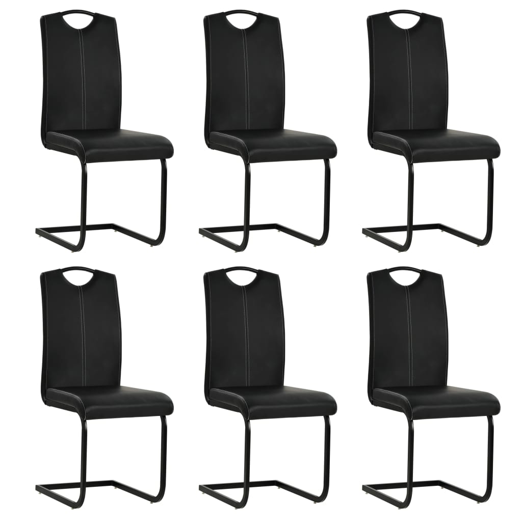 vidaXL Chaises cantilever 6 pcs Similicuir Noir