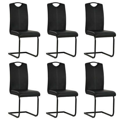 vidaXL Chaises cantilever 6 pcs Similicuir Noir