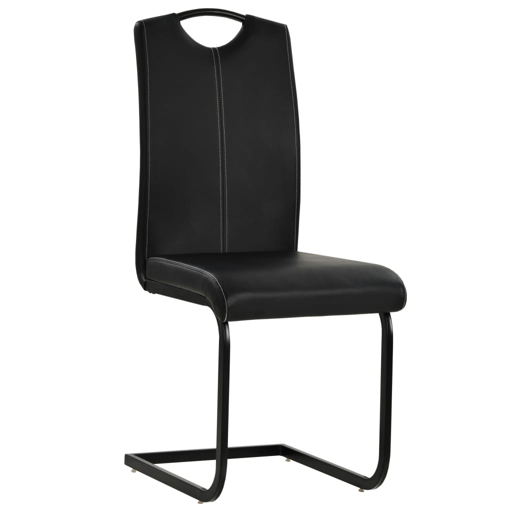 vidaXL Chaises cantilever 6 pcs Similicuir Noir