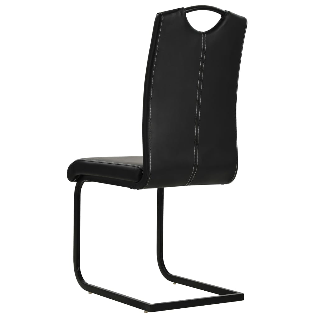 vidaXL Chaises cantilever 6 pcs Similicuir Noir