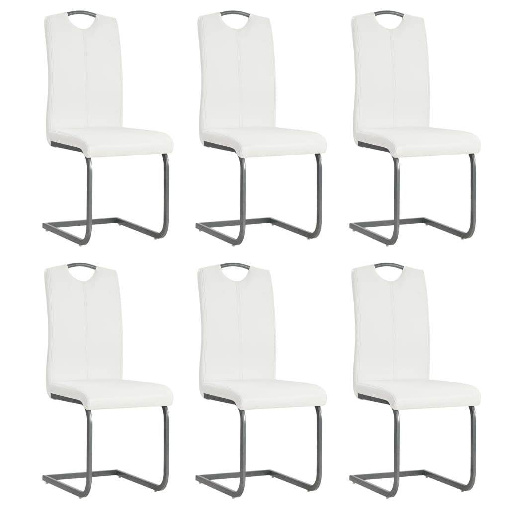 vidaXL Chaises cantilever 6 pcs Blanc Similicuir