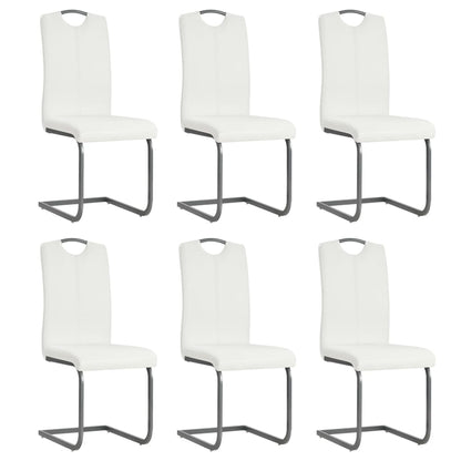 vidaXL Chaises cantilever 6 pcs Blanc Similicuir