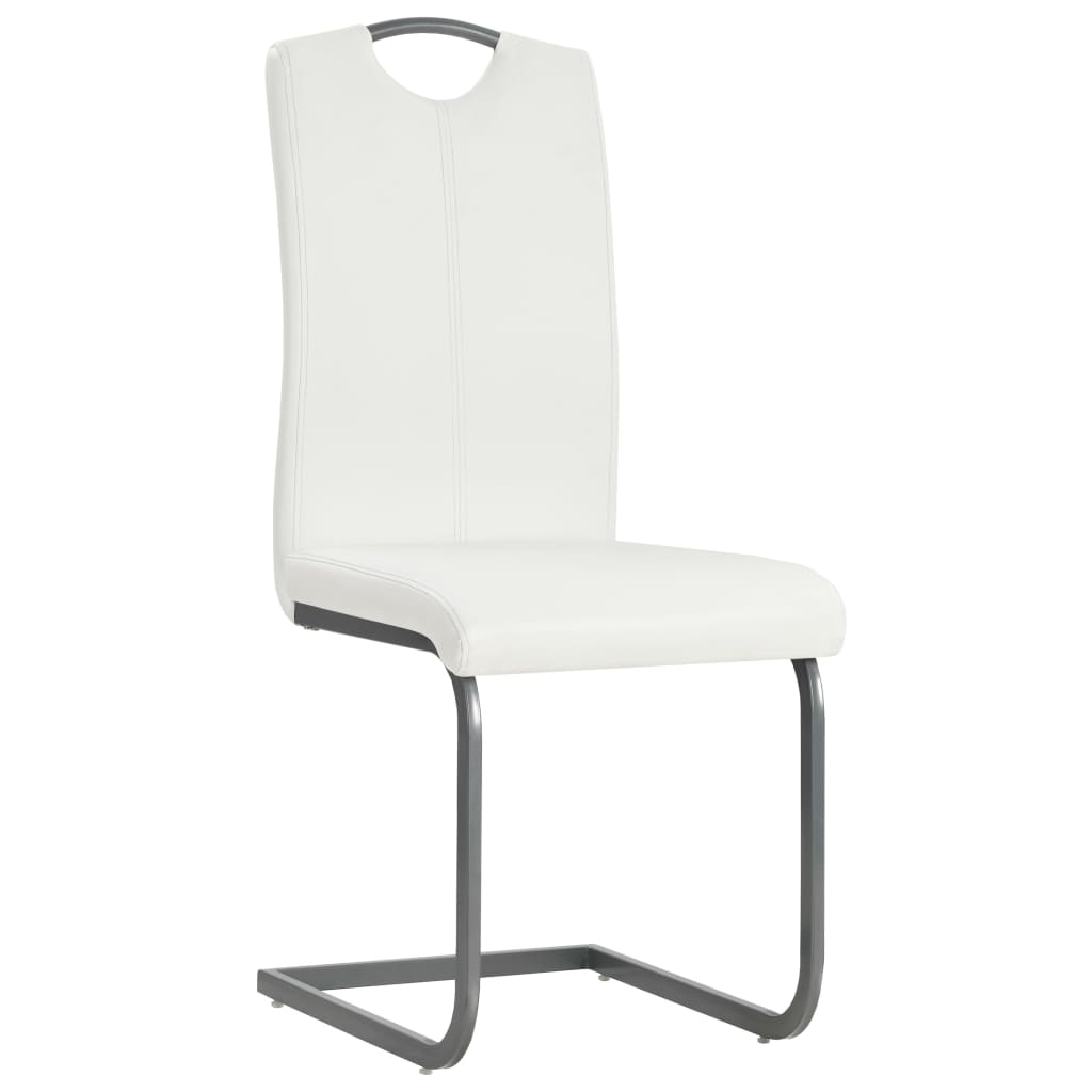 vidaXL Chaises cantilever 6 pcs Blanc Similicuir