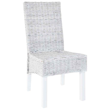 vidaXL Chaises de salle à manger 4 pcs Blanc Rotin Kubu et bois de manguier