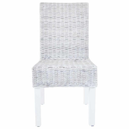 Esszimmerstühle 4 Stk. Weiß Kubu Rattan und Mangoholz