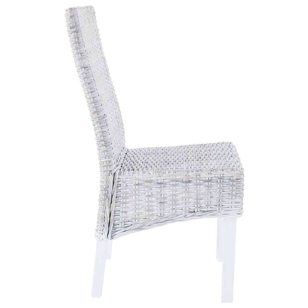 vidaXL Chaises de salle à manger 4 pcs Blanc Rotin Kubu et bois de manguier