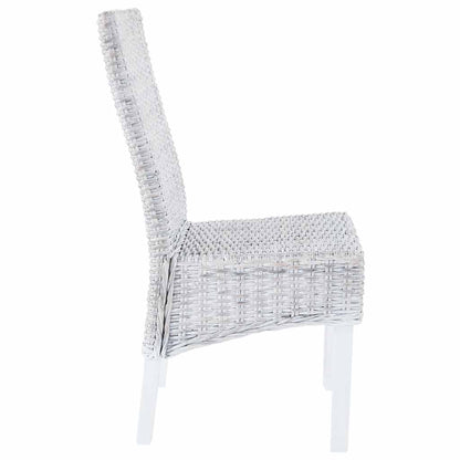 vidaXL Chaises de salle à manger 4 pcs Blanc Rotin Kubu et bois de manguier