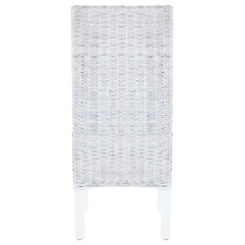 Esszimmerstühle 4 Stk. Weiß Kubu Rattan und Mangoholz