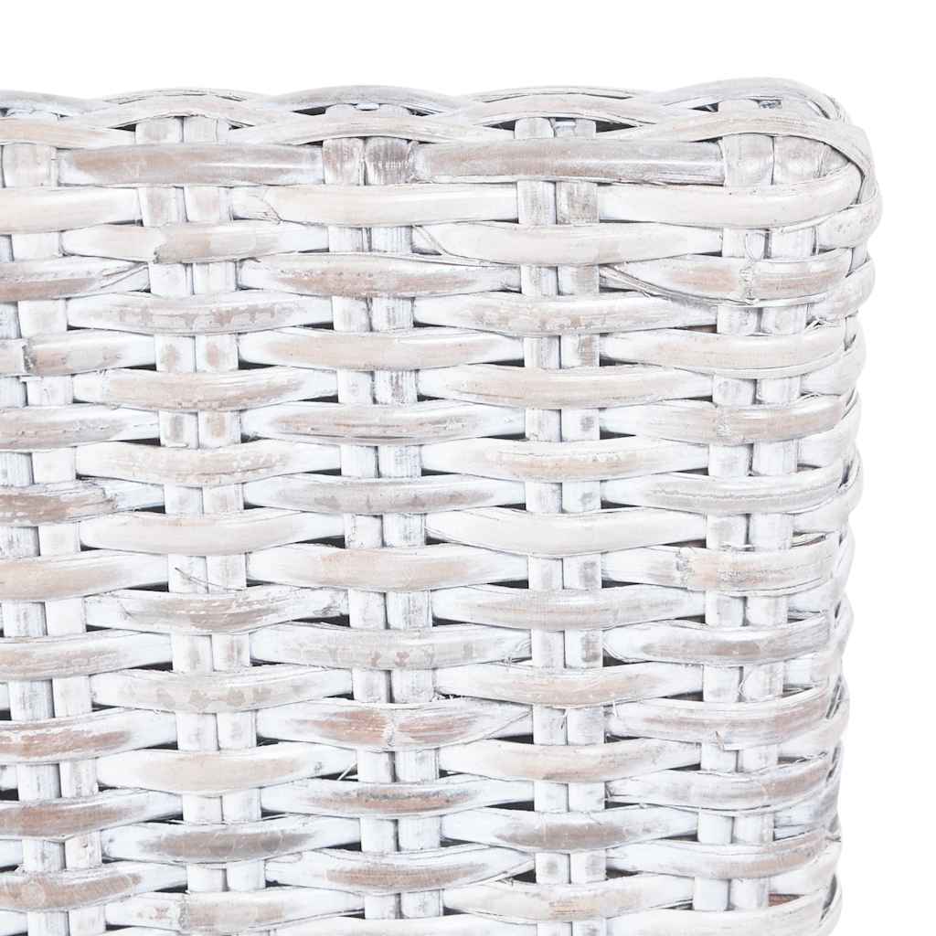Esszimmerstühle 4 Stk. Weiß Kubu Rattan und Mangoholz