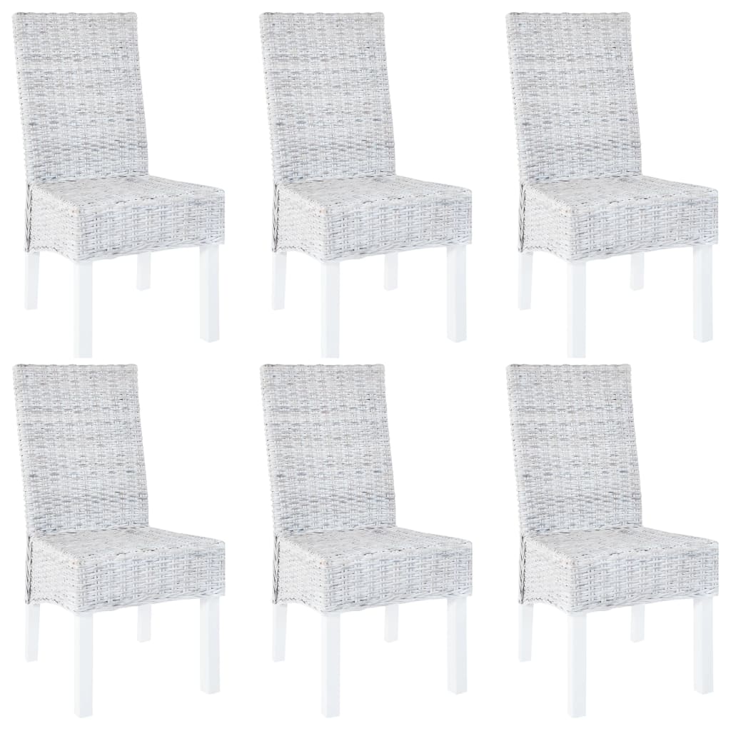 vidaXL Chaises de salle à manger 6 pcs Marron clair rotin Kubu et bois de manguier