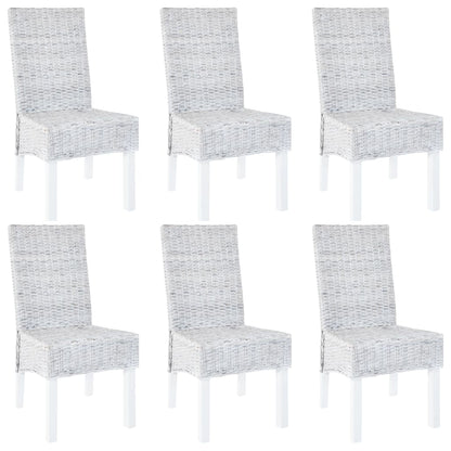vidaXL Chaises de salle à manger 6 pcs Marron clair rotin Kubu et bois de manguier