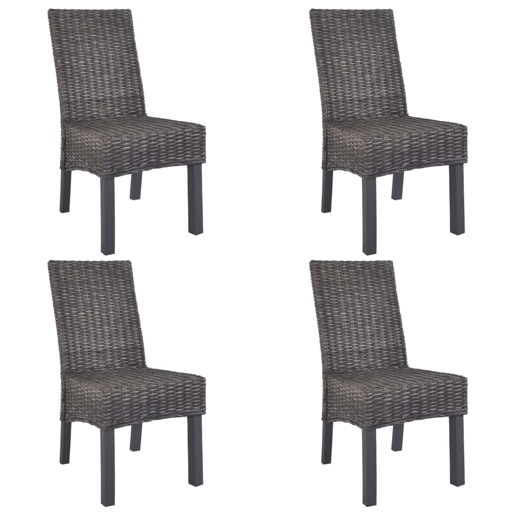 vidaXL Chaises de salle à manger 4 pcs Marron Rotin kubu et bois de manguier