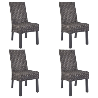 vidaXL Chaises de salle à manger 4 pcs Marron Rotin kubu et bois de manguier