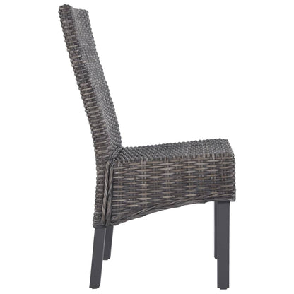 vidaXL Chaises de salle à manger 4 pcs Marron Rotin kubu et bois de manguier