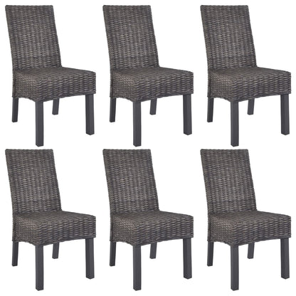 vidaXL Chaises de salle à manger 6 pcs Rotin Kubu marron et bois de manguier