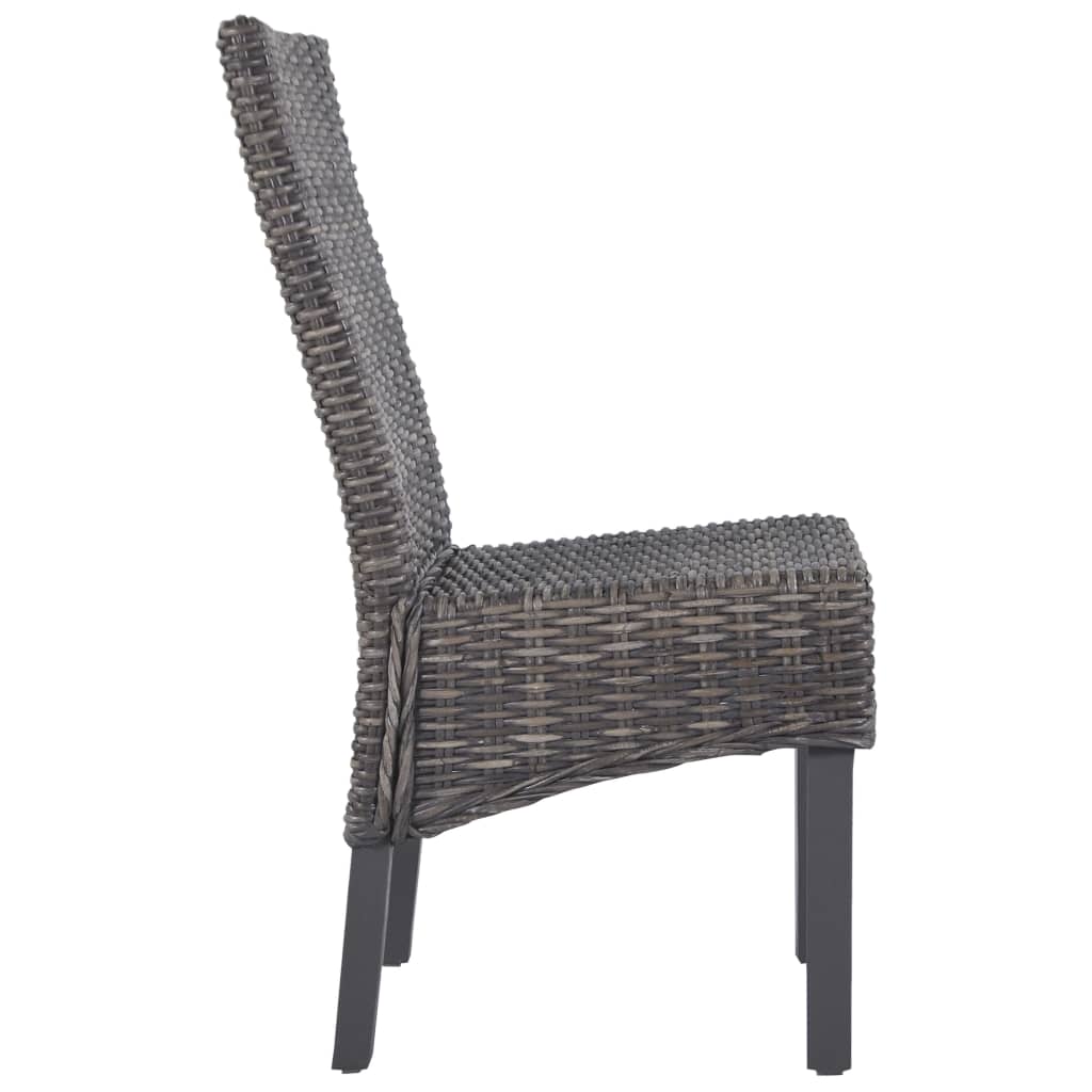 vidaXL Chaises de salle à manger 6 pcs Rotin Kubu marron et bois de manguier