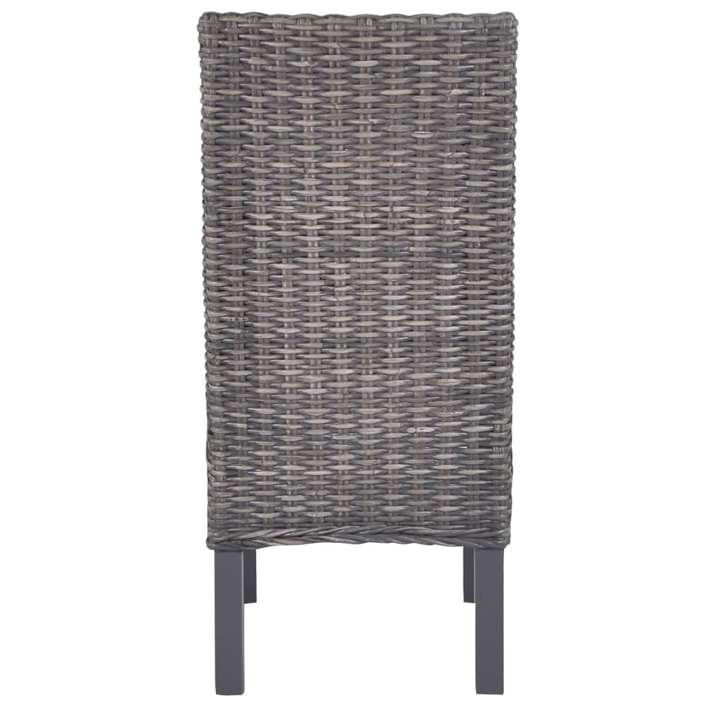 vidaXL Chaises de salle à manger 6 pcs Rotin Kubu marron et bois de manguier