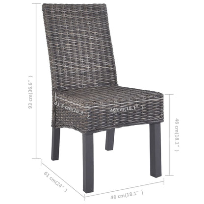 vidaXL Chaises de salle à manger 6 pcs Rotin Kubu marron et bois de manguier