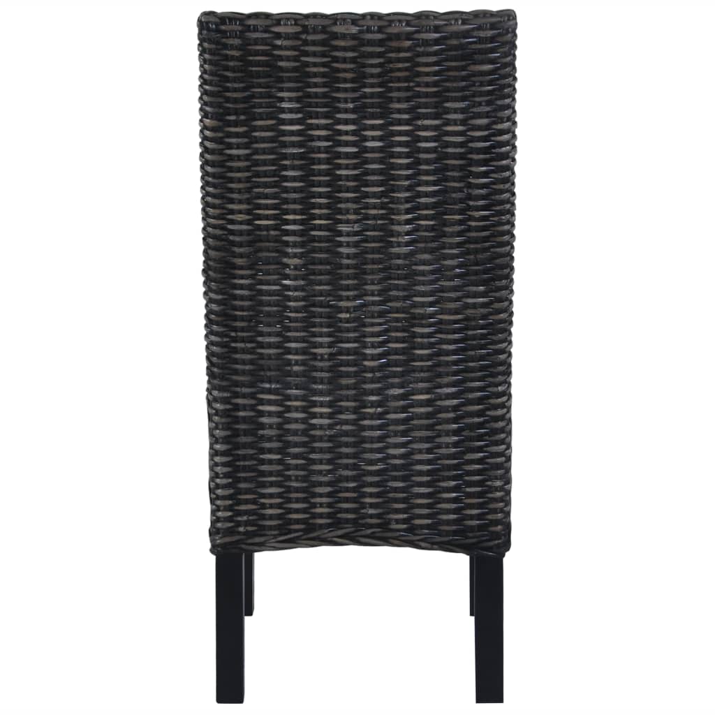 vidaXL Chaises de salle à manger 4 pcs Noir rotin Kubu et bois de manguier