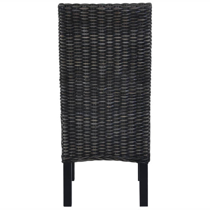 vidaXL Chaises de salle à manger 4 pcs Noir rotin Kubu et bois de manguier